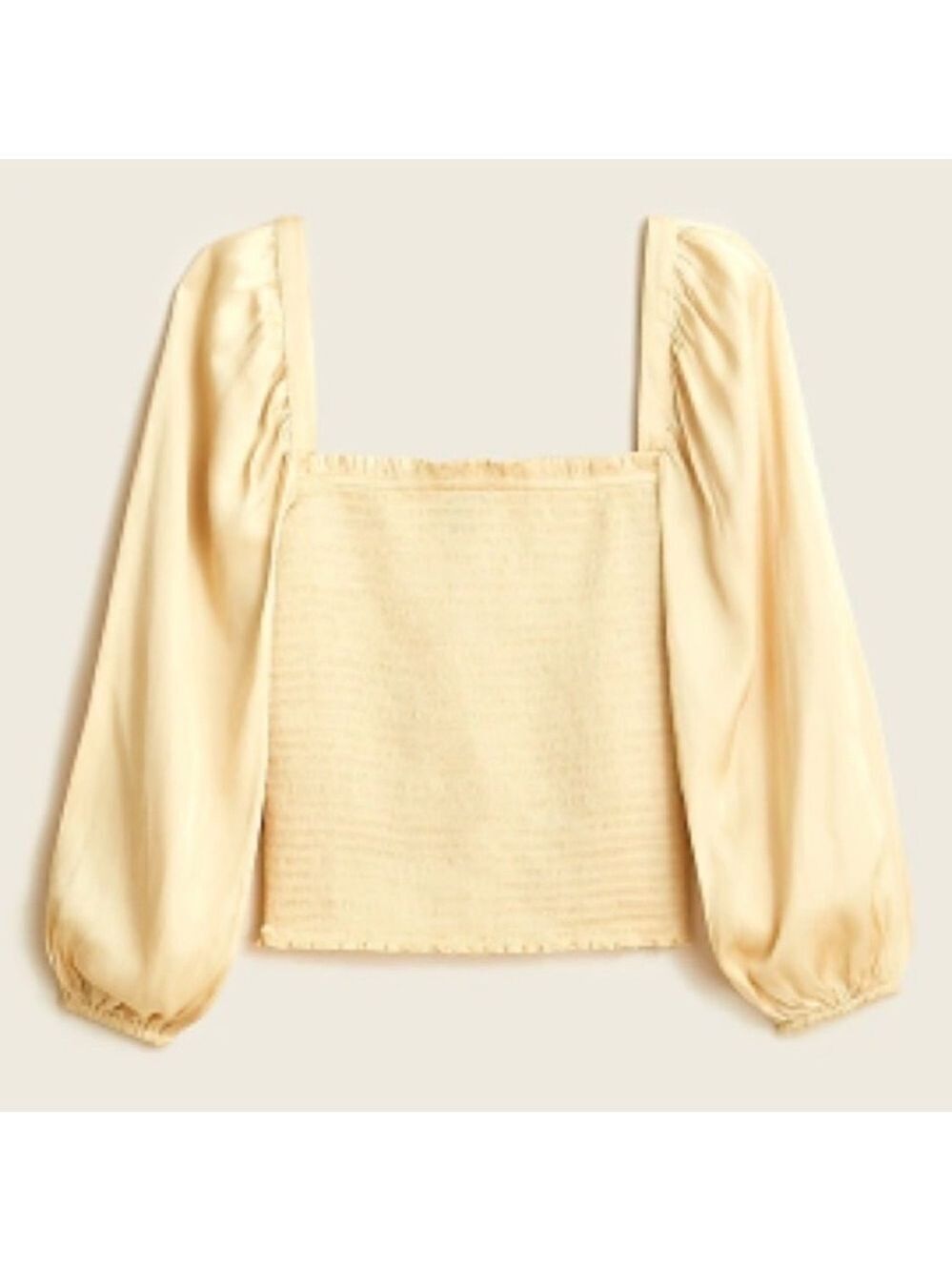 J. Crew Square Neckline Smocked Featherweight Satin Crop Top
